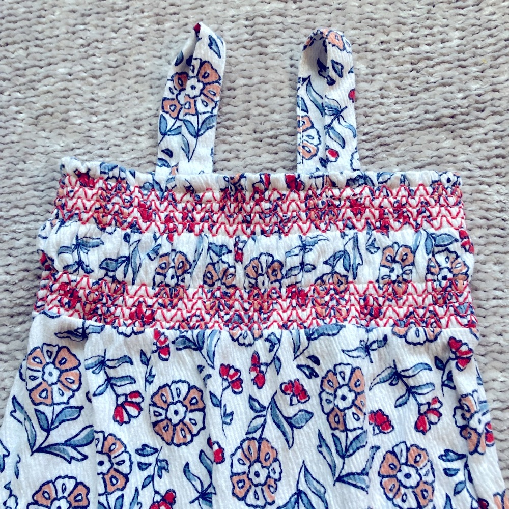 Carter's Floral Romper Jumpsuit 12M Ruched Cottagecore Easter Spring Flowers - Picture 2 of 5